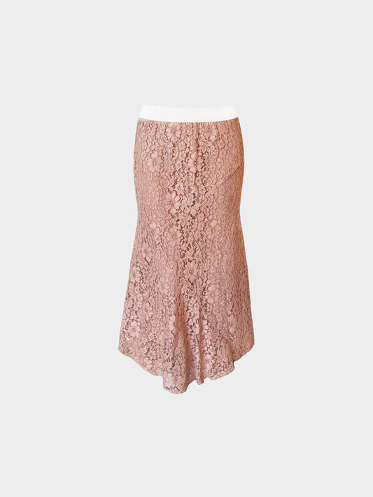 Blumarine Blugirl 2010s Pink Floral Lace Maxi Skirt