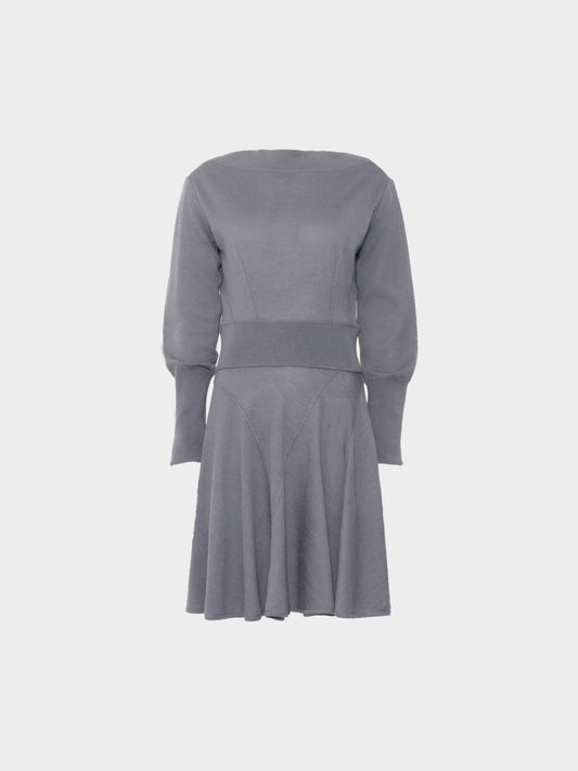 Azzedine Alaïa 1990s Grey Jersey Wool Long Sleeved Dress
