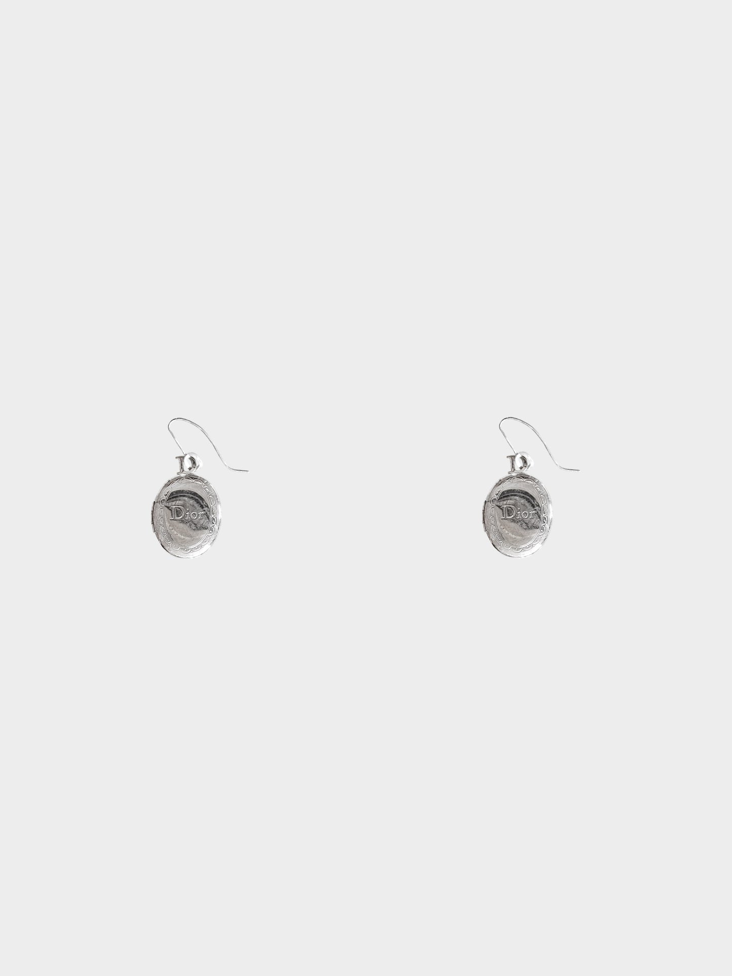 Christian Dior 1980s Rare Silver Locket Hook Earrings