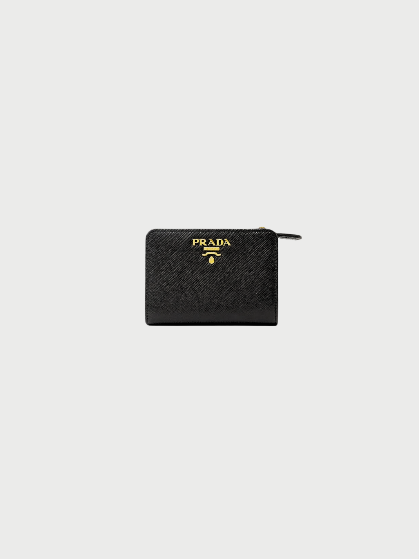 Prada 2010s Black Saffiano Leather Logo Wallet