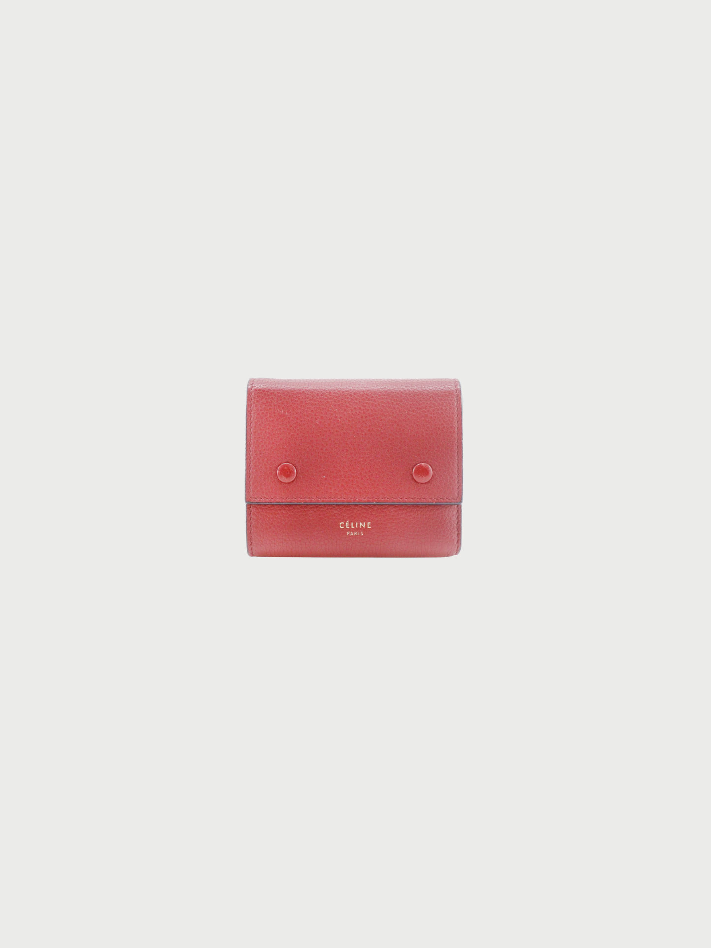 Celine 2010s Red Leather Small Folded Multifunction Tri-Fold Wallet