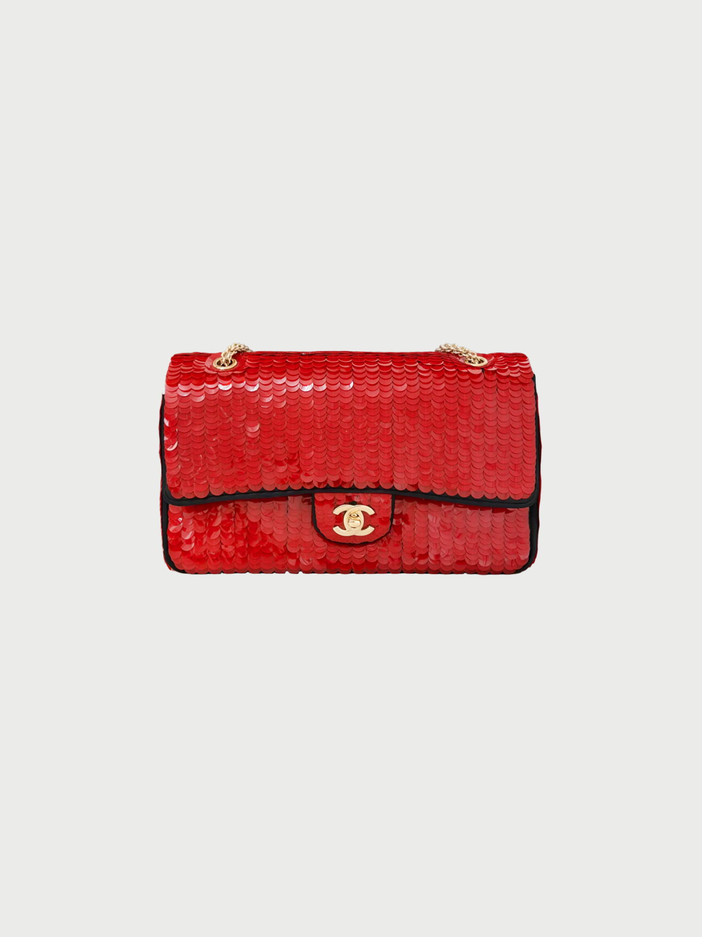 Chanel Pre-Fall 2010 Red Sequin Satin Flap Chain Shoulder Bag