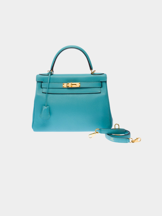 Hermès 2010s Blue Togo Kelly 28 Retourne Bag