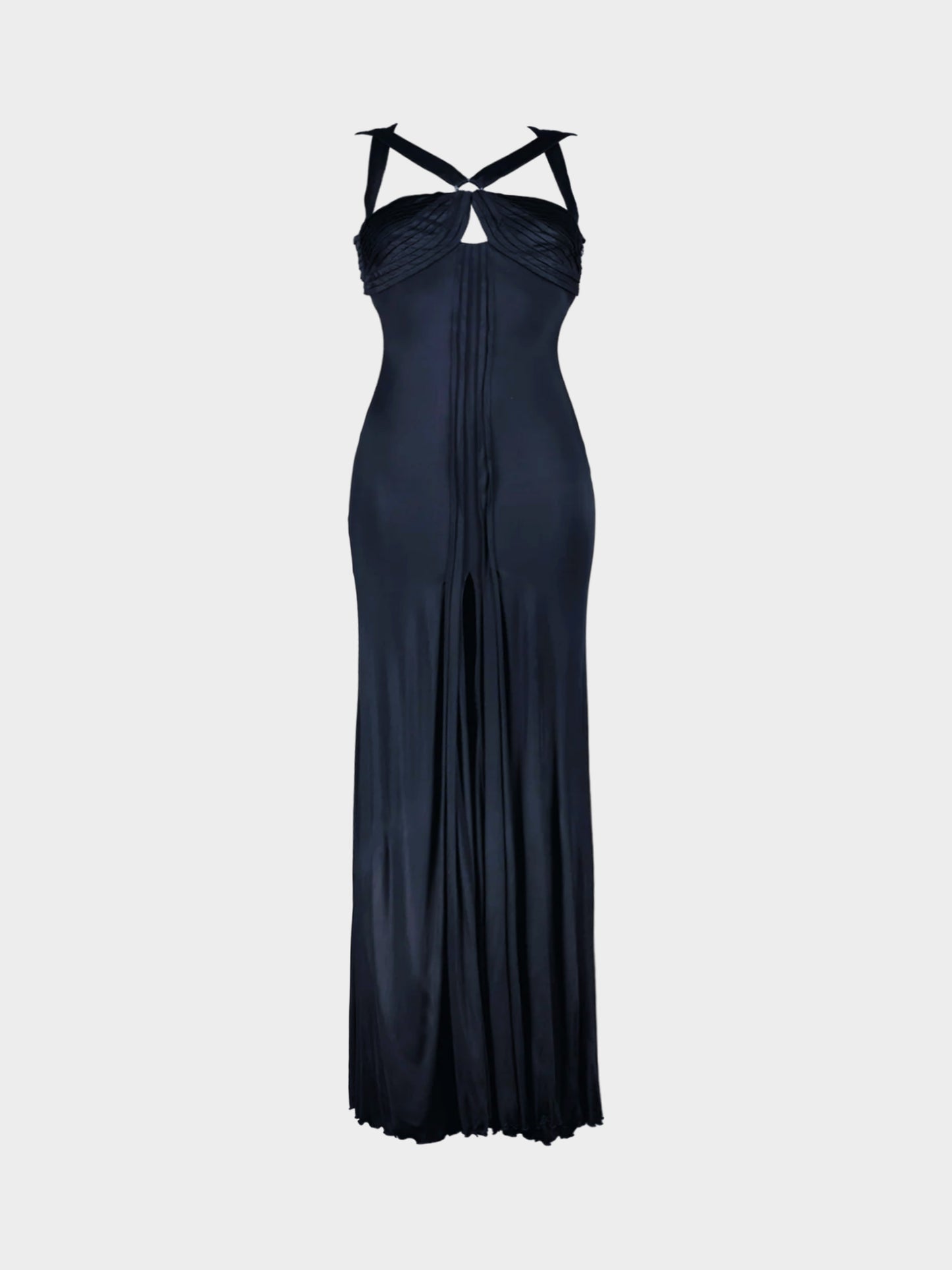 Gianni Versace 2010 Dark Blue Multi Strap Long Silk Dress