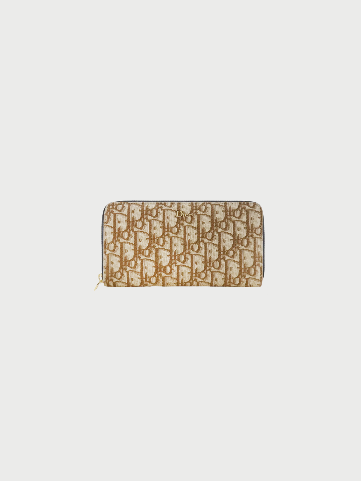Christian Dior 2020s Brown Oblique Canvas Zip Around Long Wallet