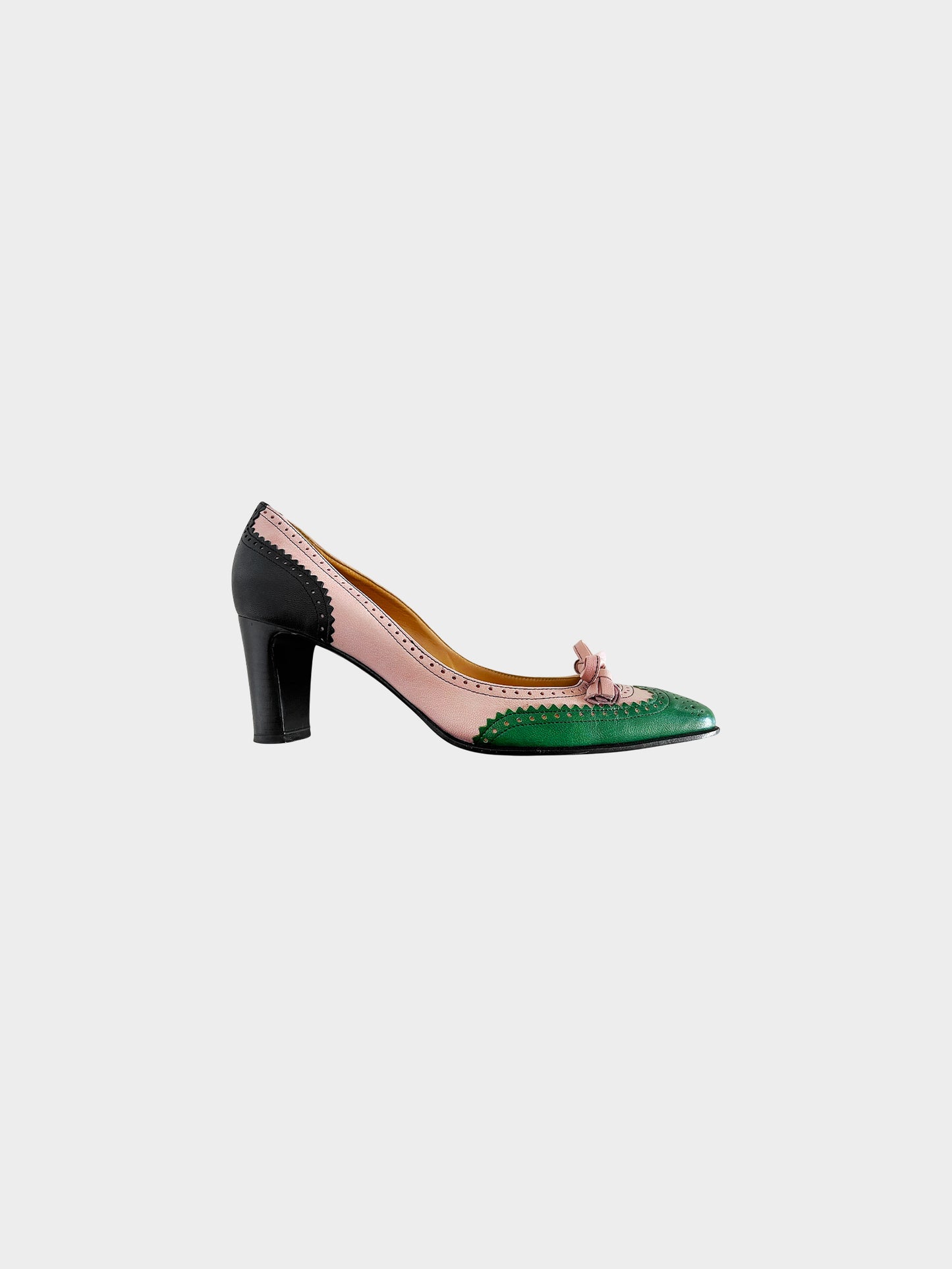 Hermes 1980s Tri-color Tassel Brogue Pumps