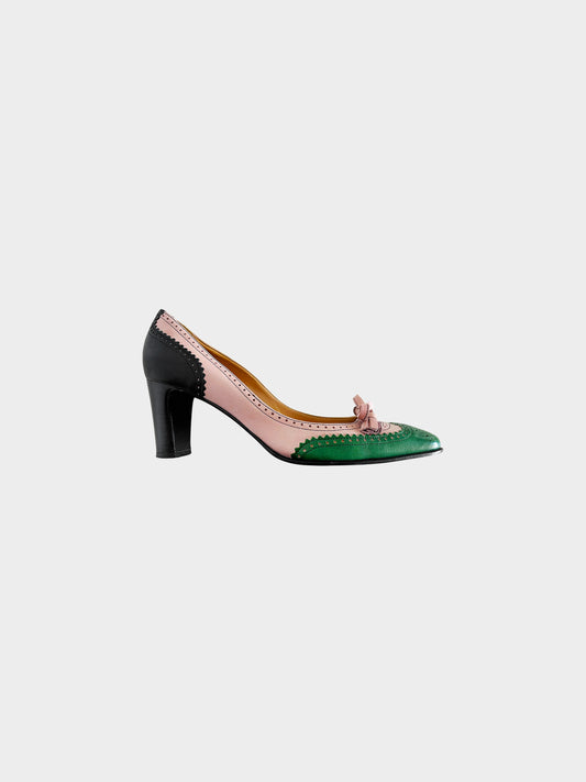 Hermes 1980s Tri-color Tassel Brogue Pumps