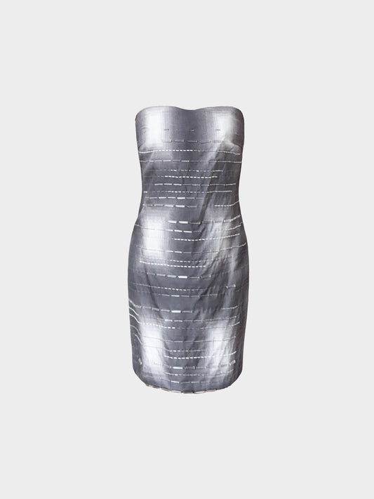 Prada SS 1998 Runway Beaded Strapless Mini Dress