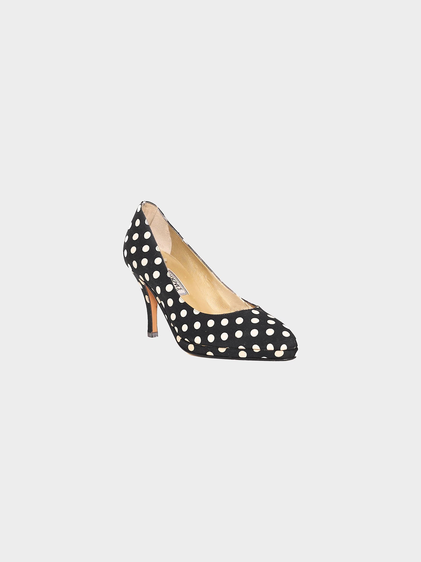 Gianni Versace 1990s Black and White Polka Dot Pumps