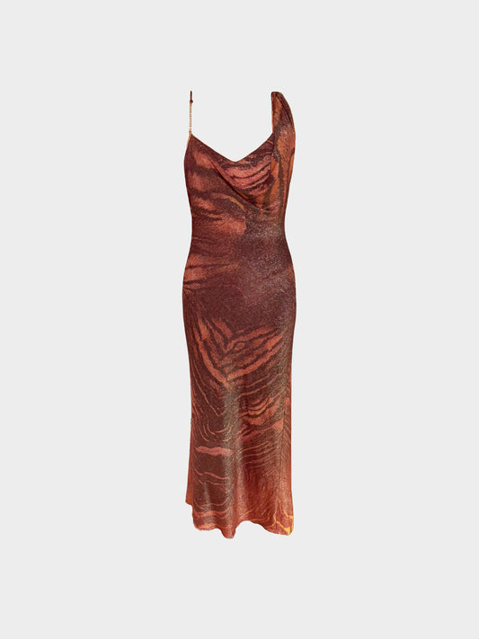 Roberto Cavalli 2000s Brown Animal Print Slip Dress