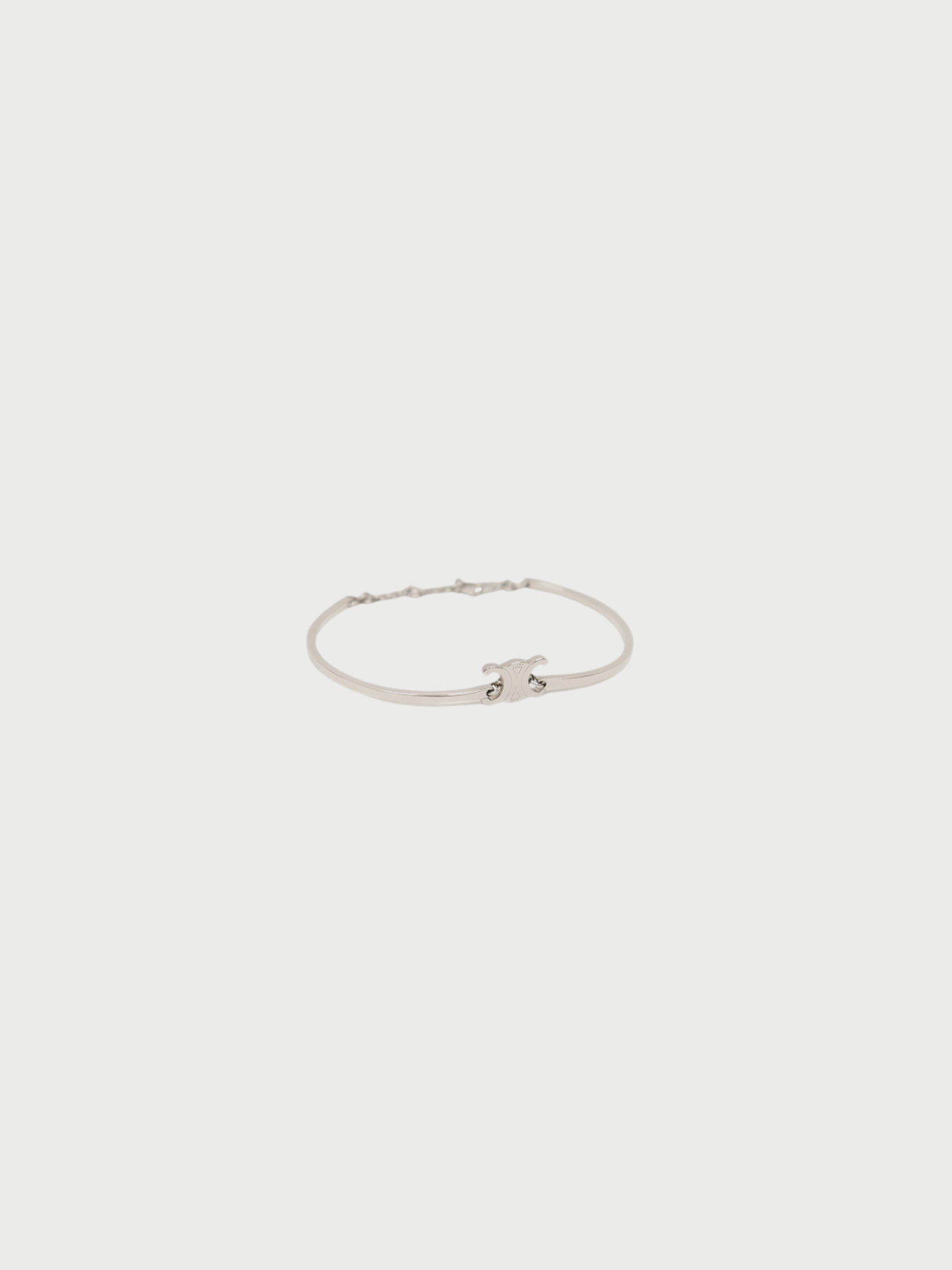 Celine 2010s Silver Plated Metal Triomphe Articulated Bracelet