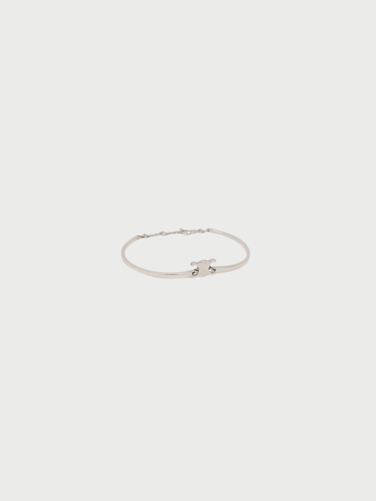 Celine 2010s Silver Plated Metal Triomphe Articulated Bracelet