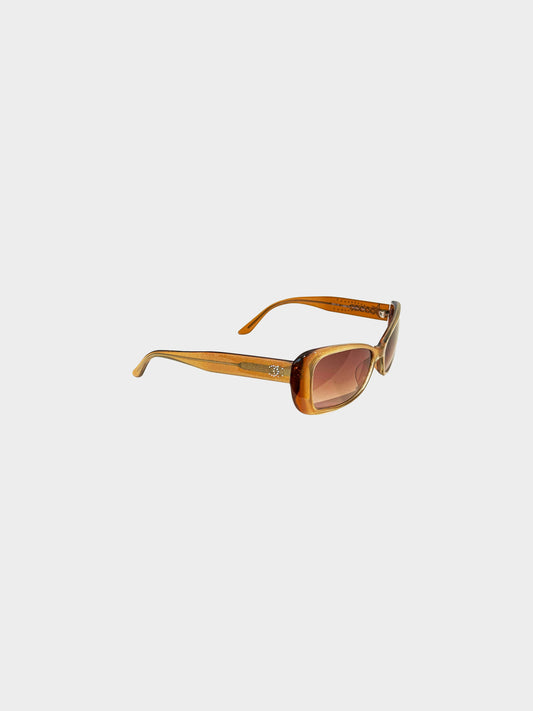 Chanel 2000s Brown CC Rectangular Sunglasses