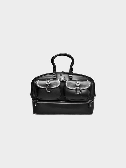 Christian Dior by John Galliano 2005 Black Leather Large Detective Handbag