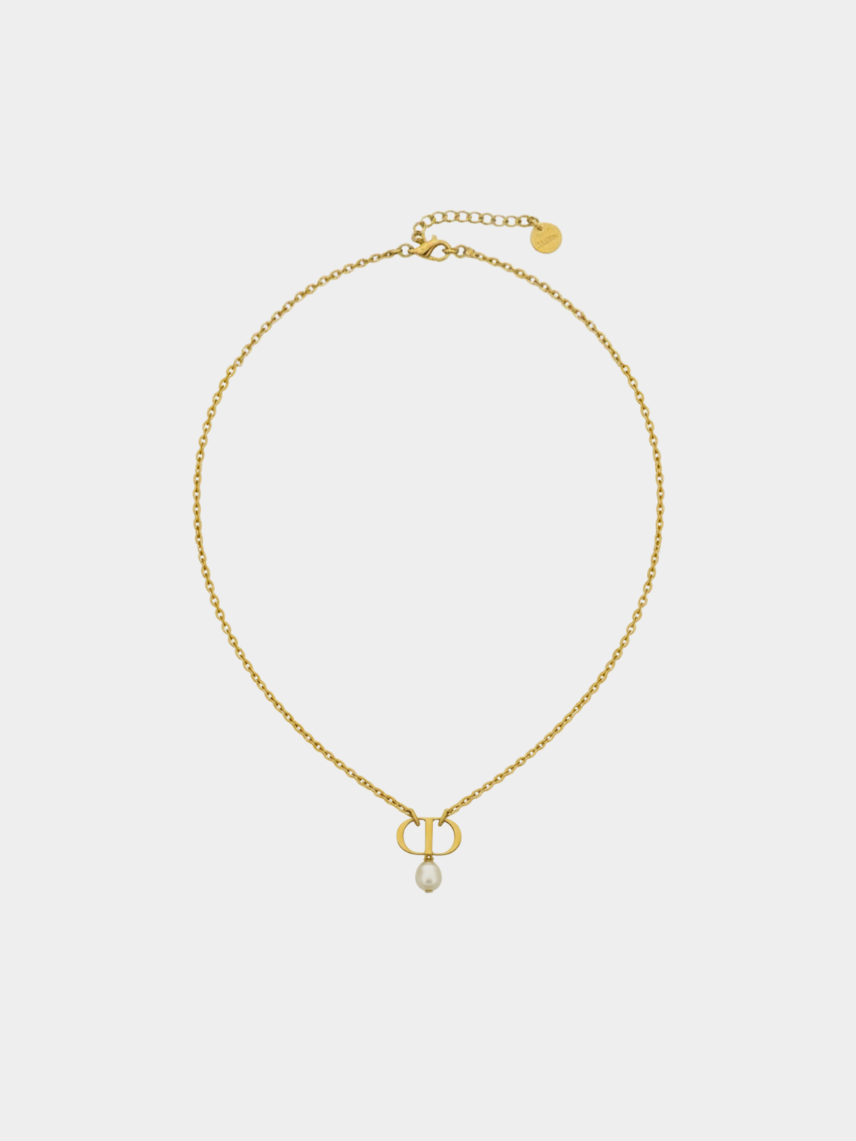 Christian Dior 2000s Gold CD Pearl Necklace