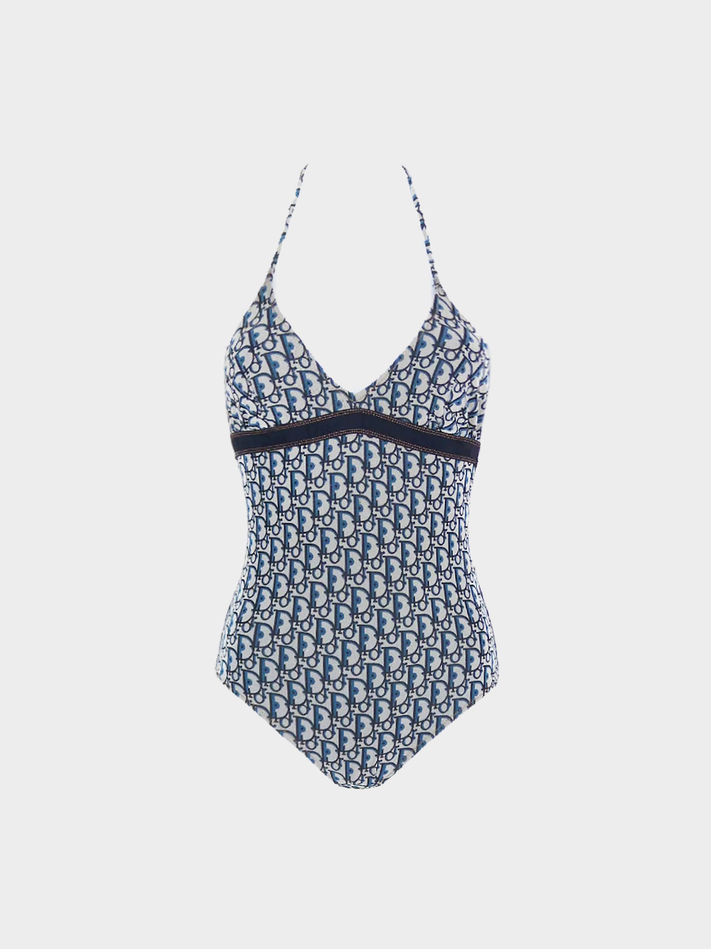 Christian Dior by John Galliano 2002 Navy Monogram One Piece Swimsuit