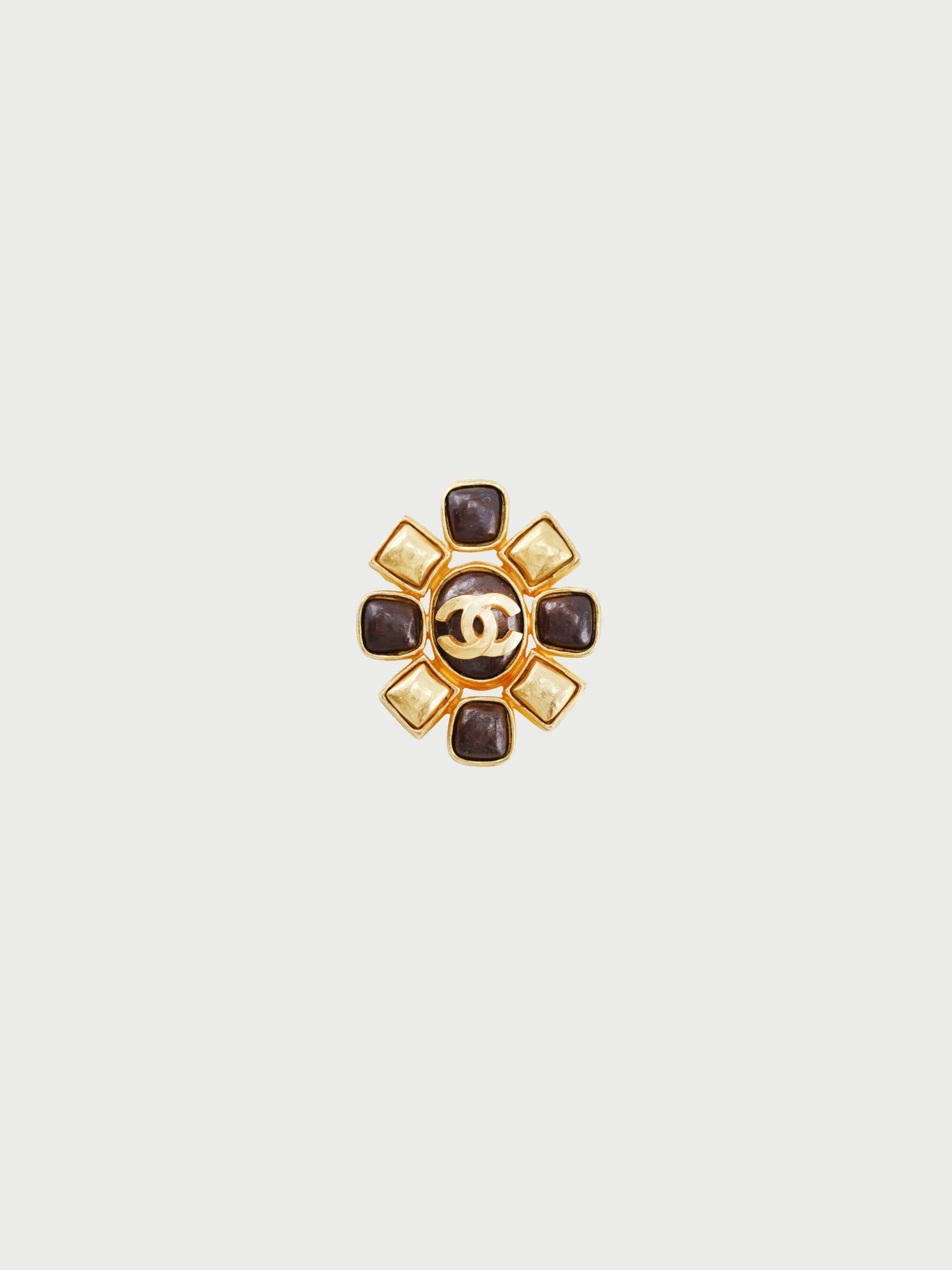 Chanel 1997 Gold Plated Oval COCO Mark Brooch