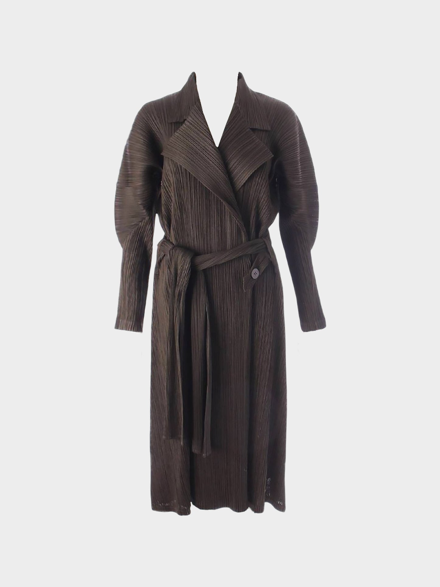 Issey Miyake Pleats Please Autumn 2012 Pleated Long Coat with Belt