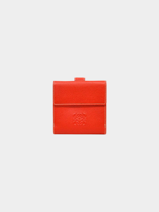 Loewe 2010s Red Anagram Leather Wallet