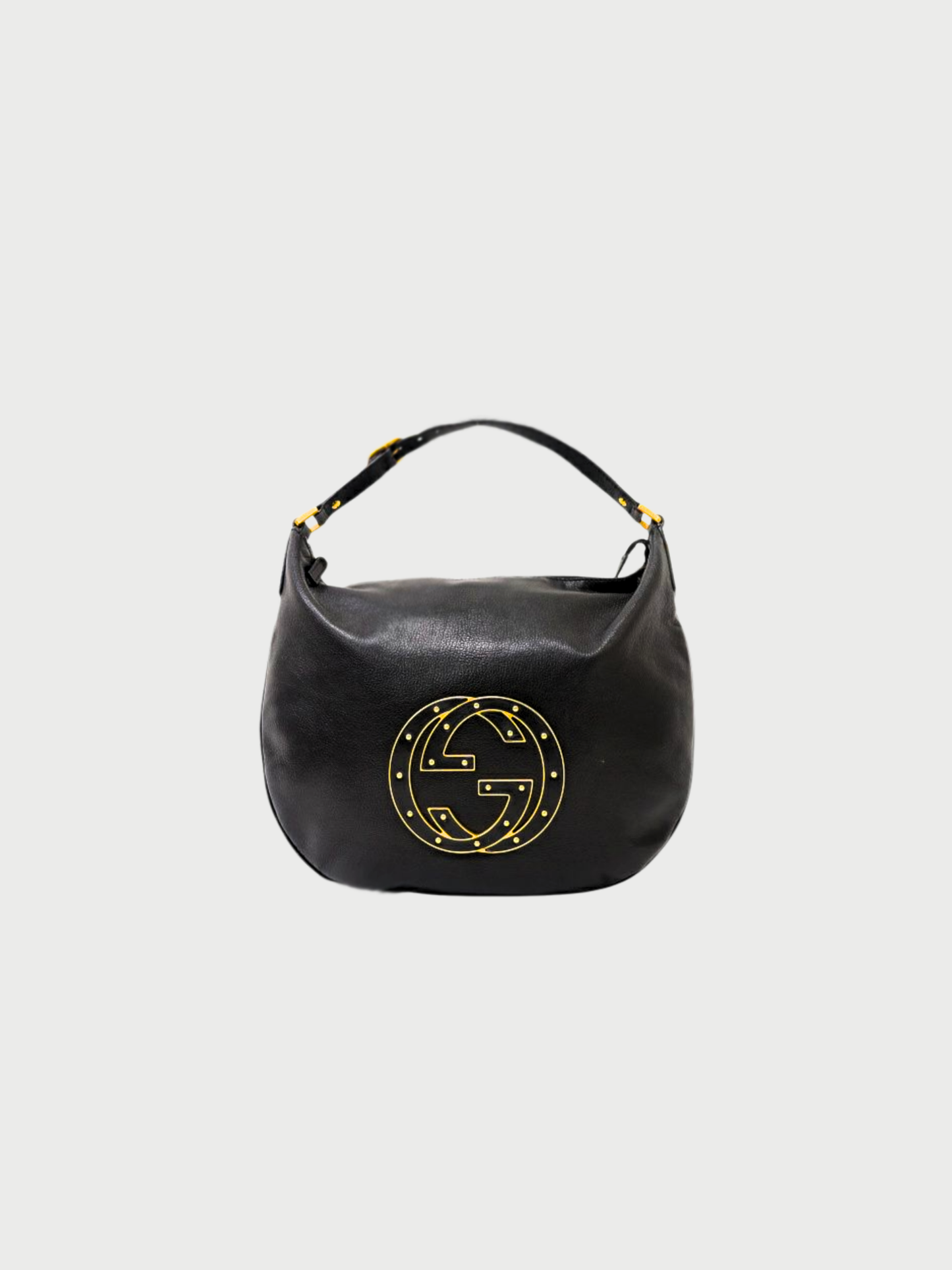 Gucci 2000s Black Interlocking Leather One-Shoulder Bag