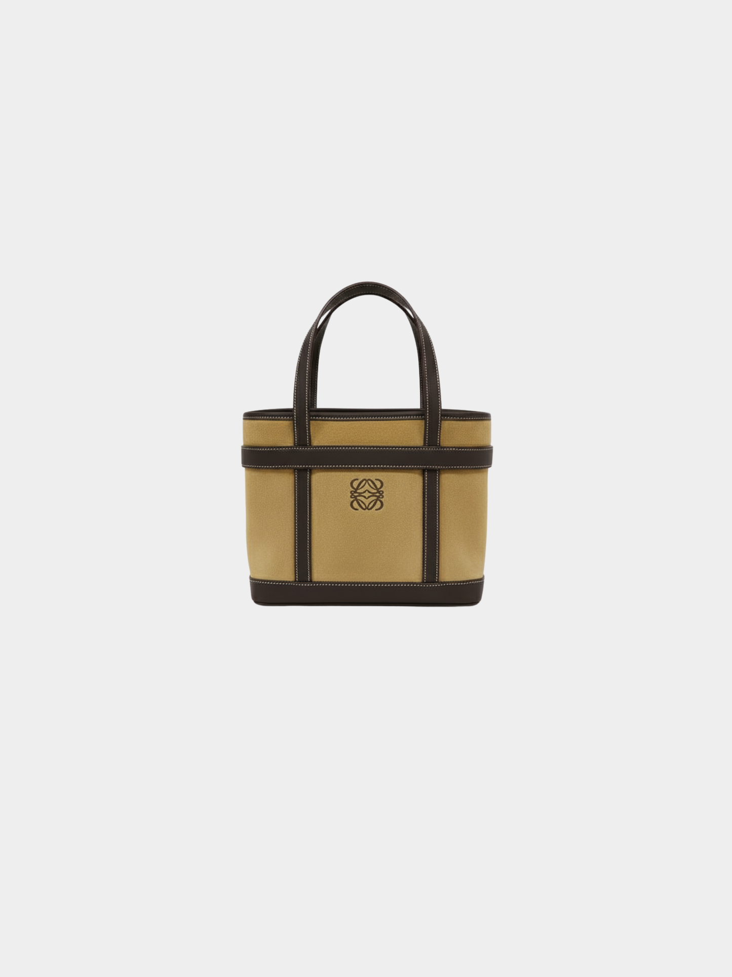 Loewe 2000s Beige Dark Brown Anagram Suede Handbag