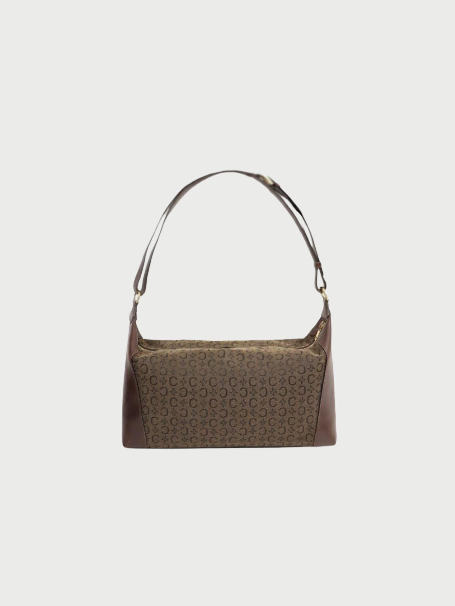 Celine 2000s Brown C-Macadam Canvas Leather One-Shoulder Bagc