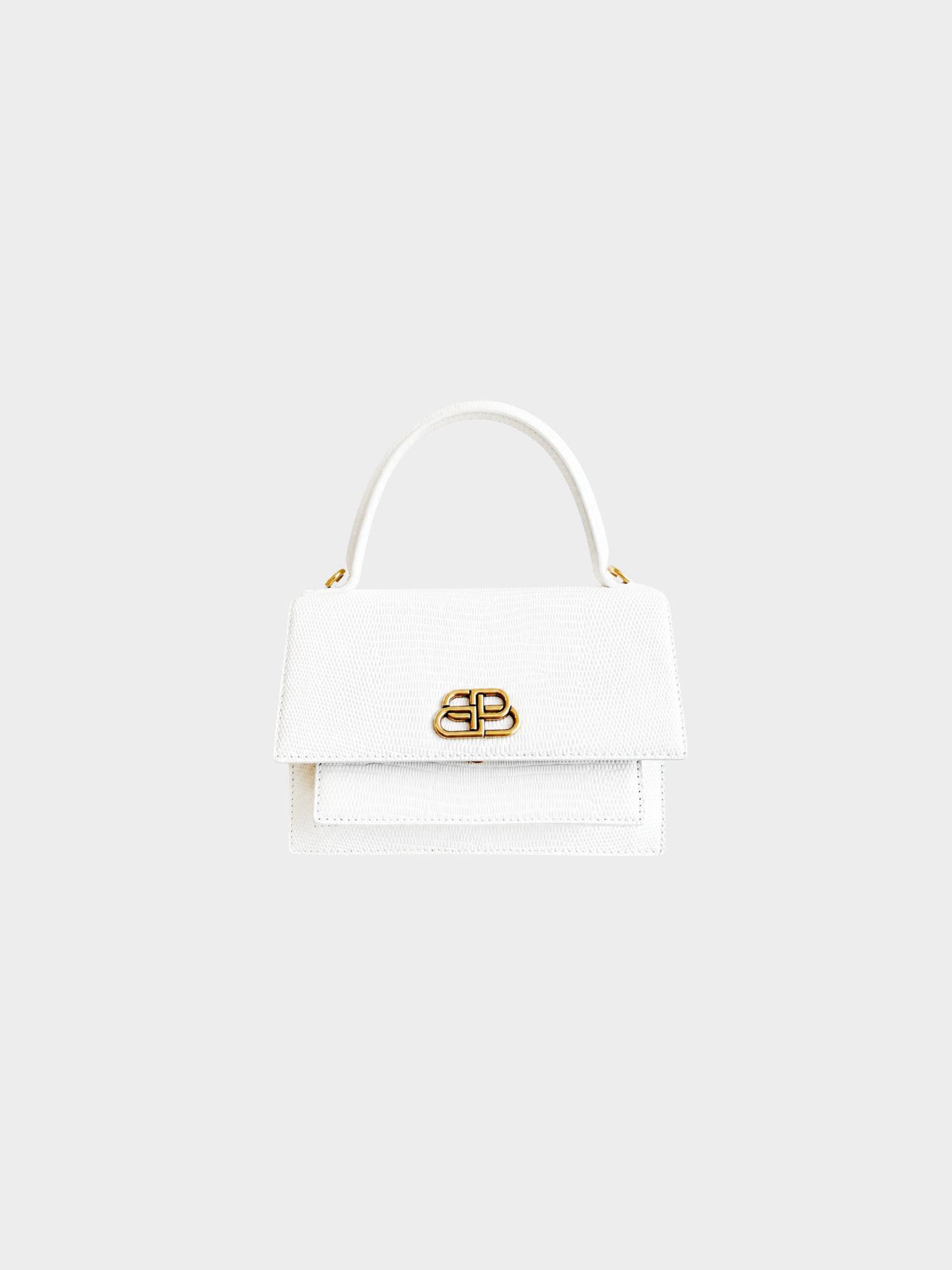 Balenciaga 2020s White Embossed Lizard XS Sharp Top Handbag