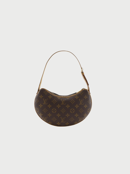 Louis Vuitton 2000s Brown Monogram Canvas Pochette Croissant Shoulder Bag