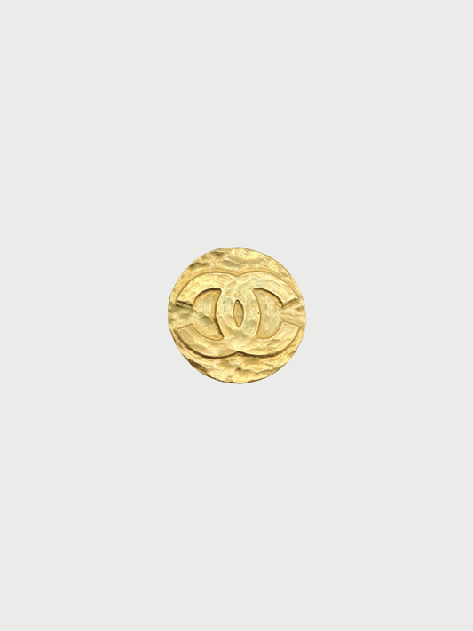 Chanel 1995 Gold Plated Metal Vintage COCO Mark Brooch