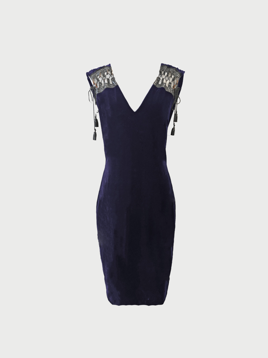 Jean Paul Gaultier 1990s Dark Purple Velvet Dress