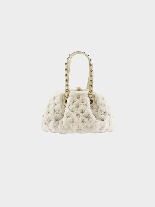 Louis Vuitton 2005 White Mink Demi Lune Cabochon Handbag