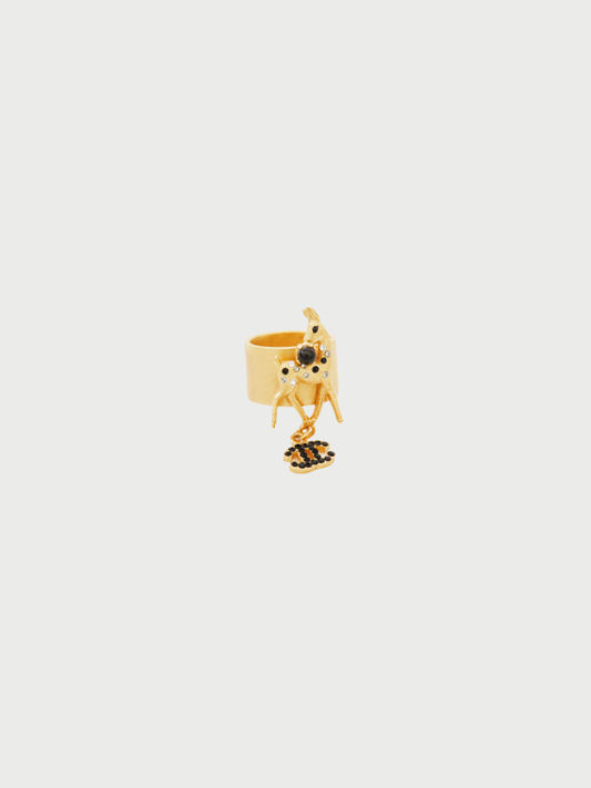 Chanel 2001 Gold Plated Metal COCO Bambi Ring