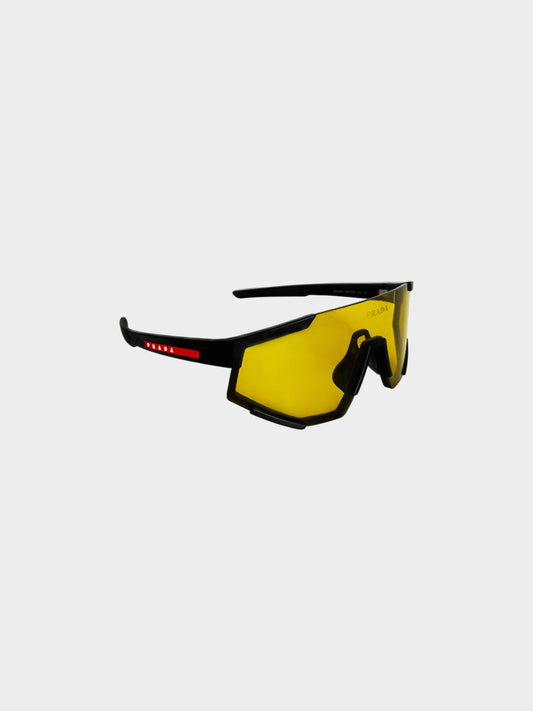 Prada Sports 2020s Black and Yellow Impavid Linea Rossa Sunglasses