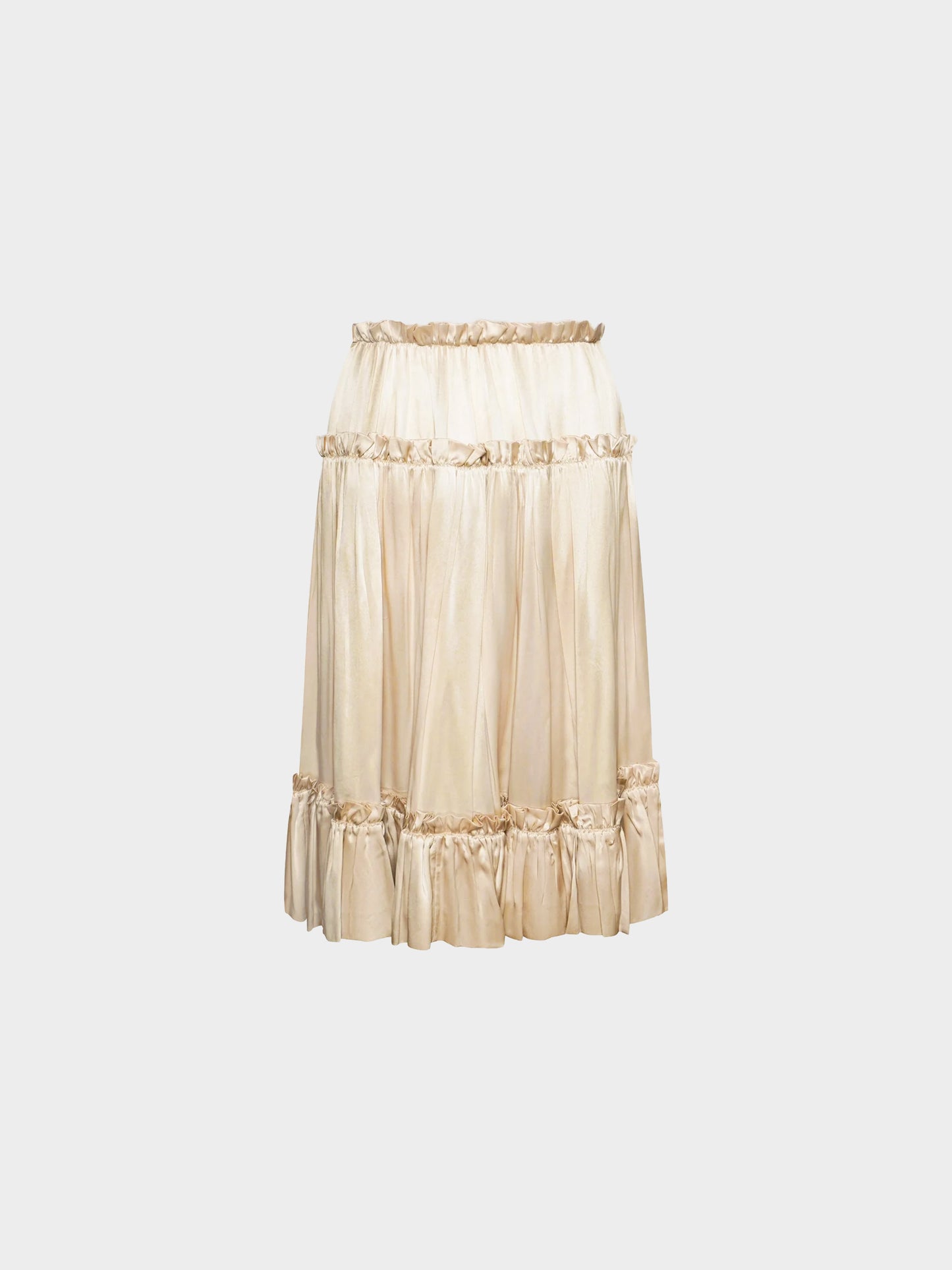 Roberto Cavalli SS 2005 Beige Silk Midi Skirt