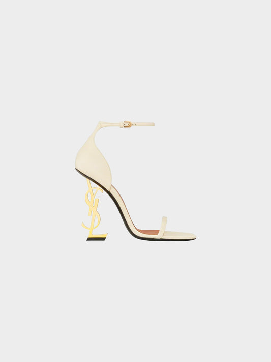 Saint Laurent 2020s Beige and Gold Opyum Leather Sandals
