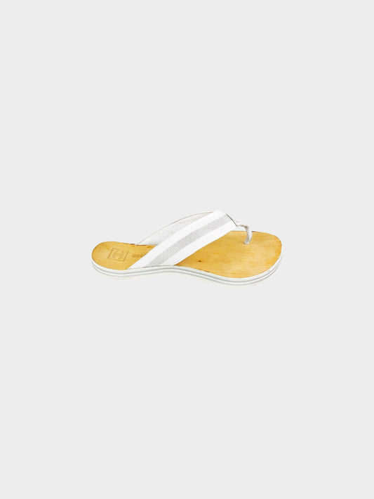 Chanel Sport Mid-2000s White Canvas and Leather Wooden Thong Sandals