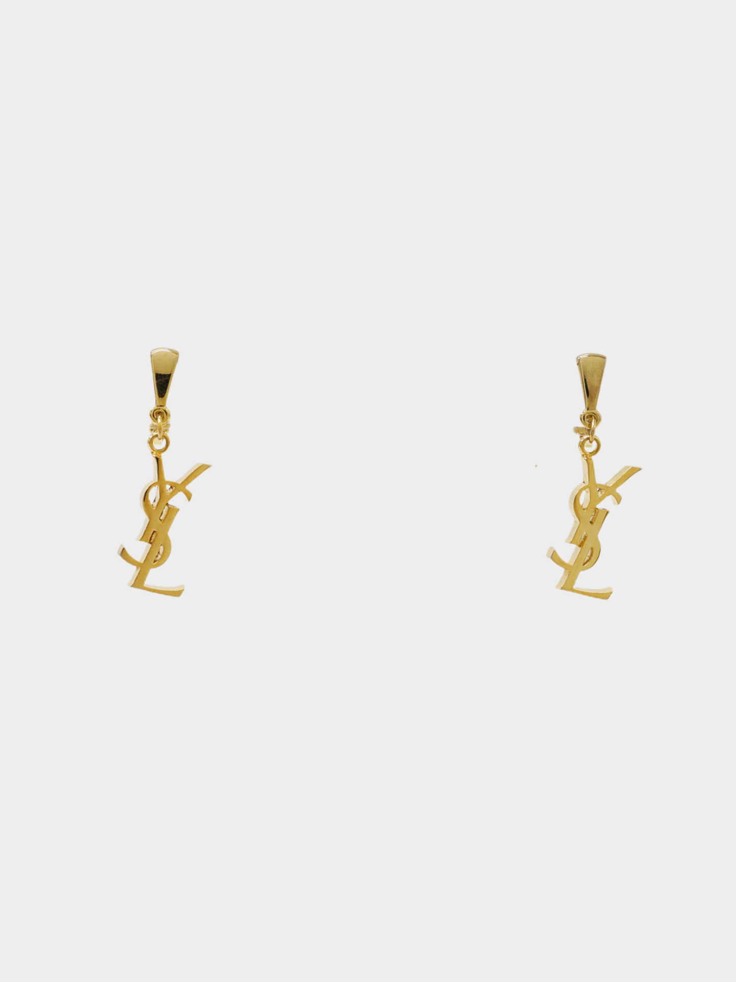 Yves Saint Laurent 2000s Gold Plated Metal Logo Earrings