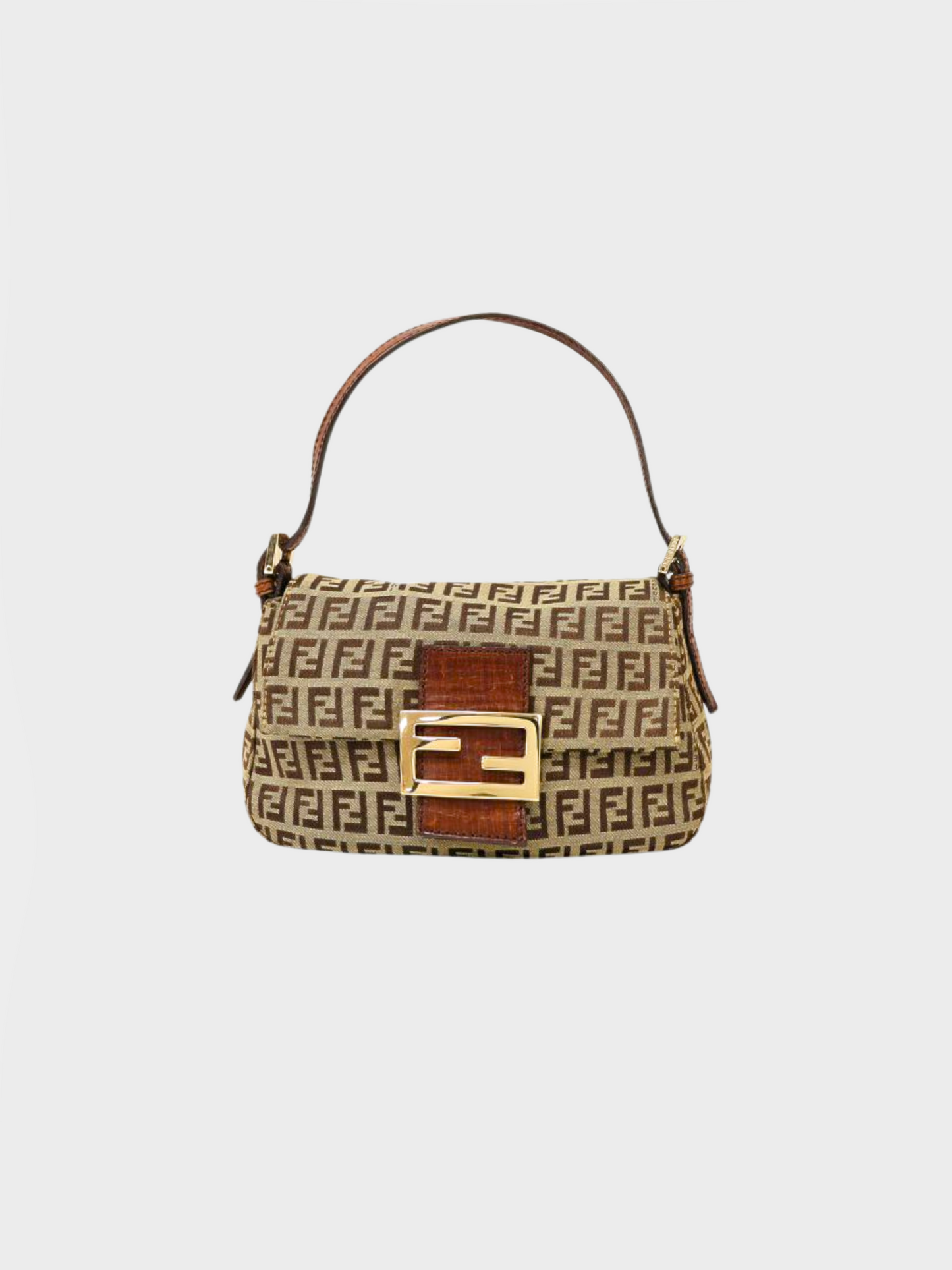 Fendi 2000s Brown Monogrammed Mamma Baguette