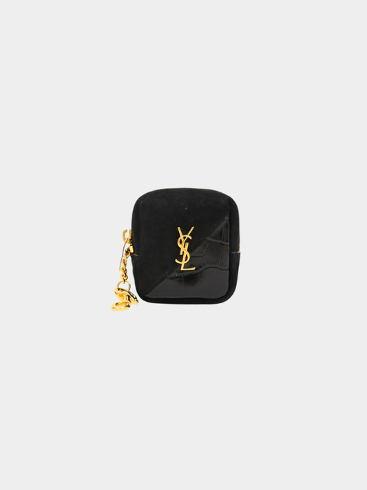 Yves Saint Laurent 2000s Black Embossed Leather Jamie Pouch