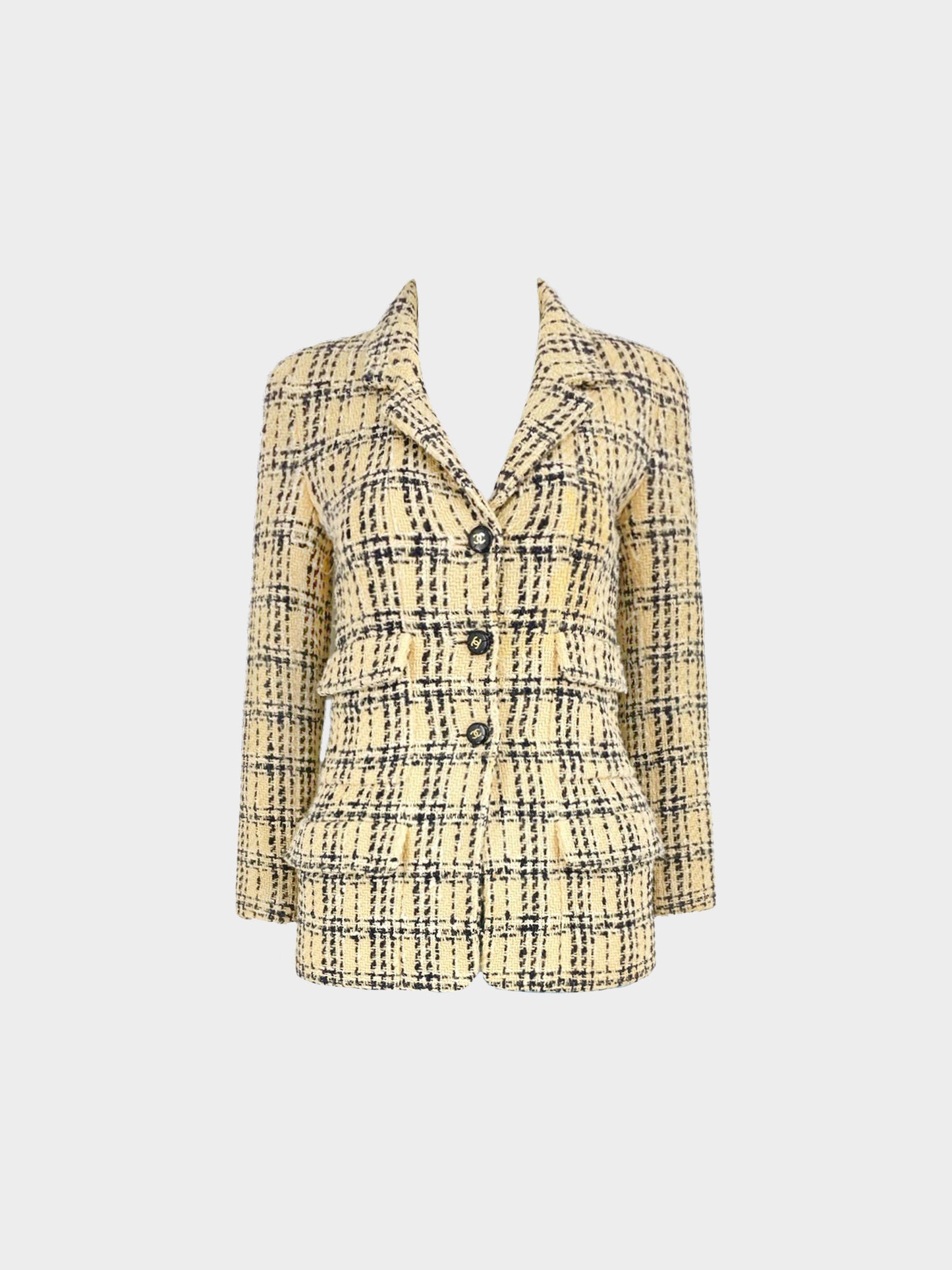 Chanel by Karl Lagerfeld Spring 1995 Beige Wool Tweed Jacket