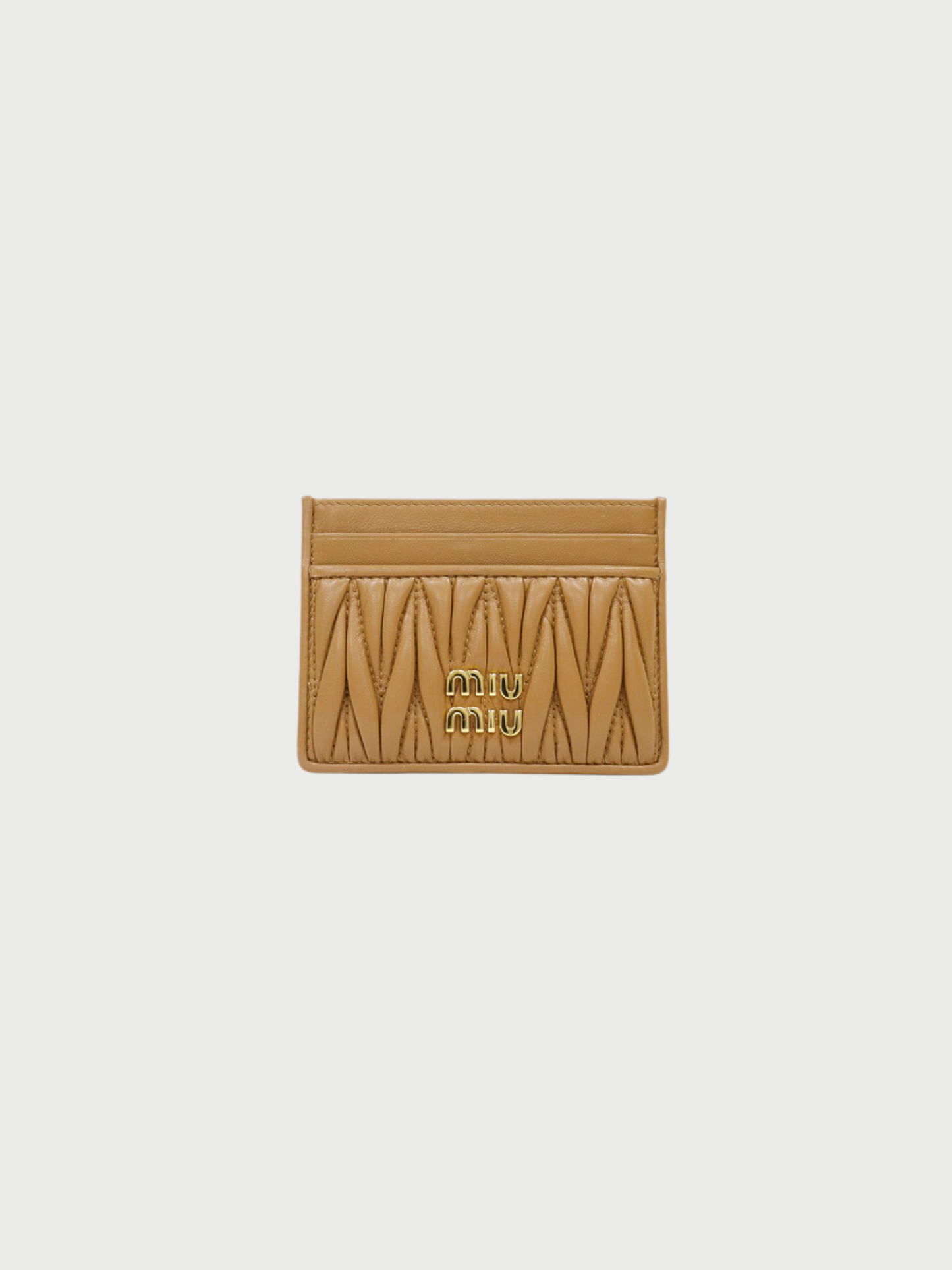 Miu Miu 2000s Brown Matelassé Leather Card Case