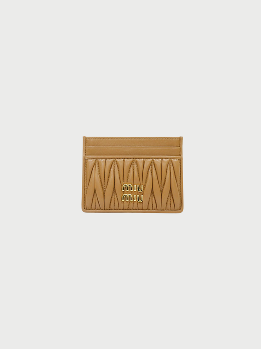 Miu Miu 2000s Brown Matelassé Leather Card Case