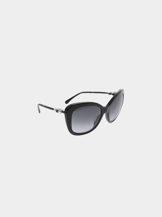 Chanel 2000s Black COCO Mark Sunglasses