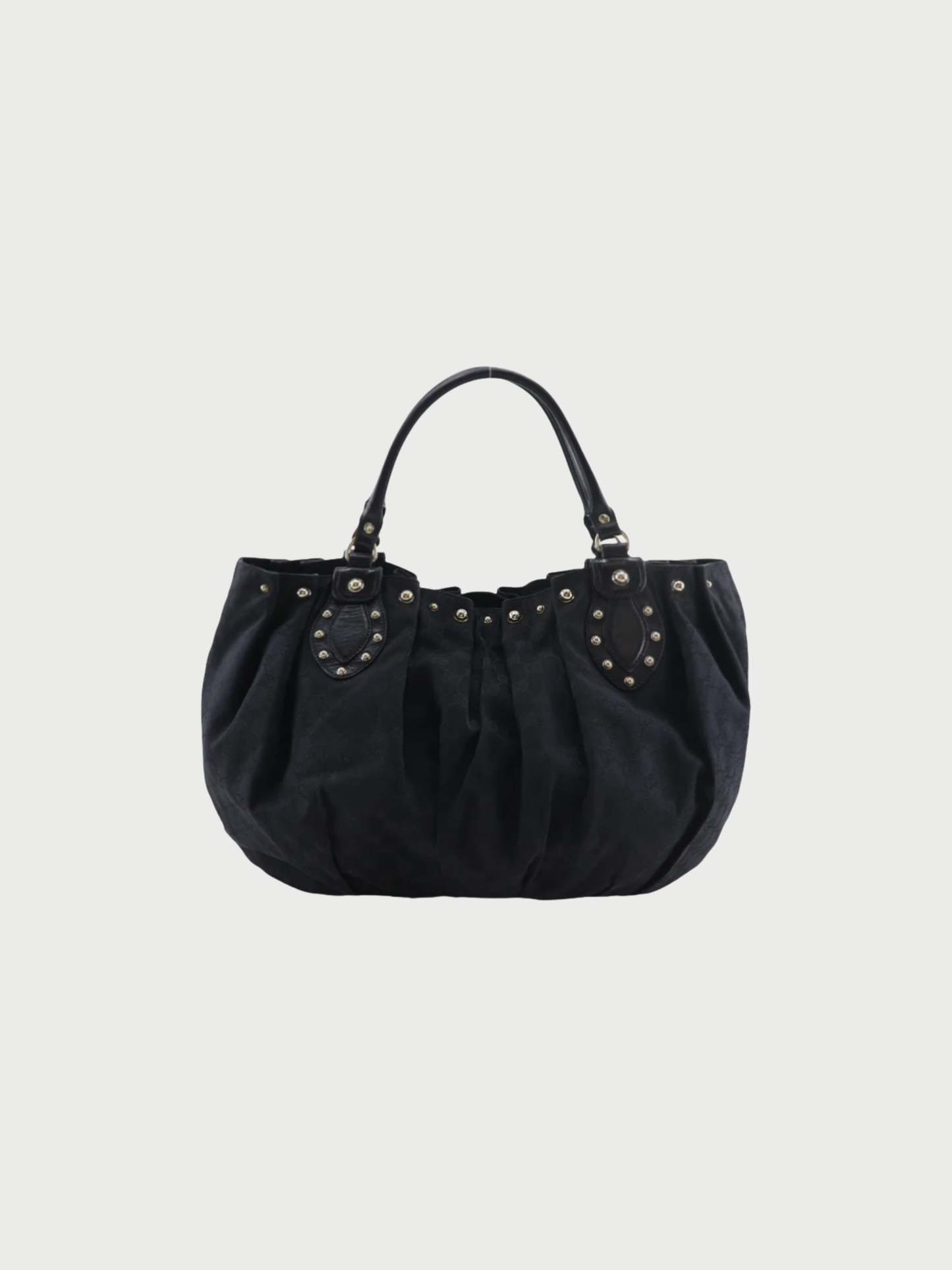 Gucci 2000s Black GG Canvas Studded Tote Bag