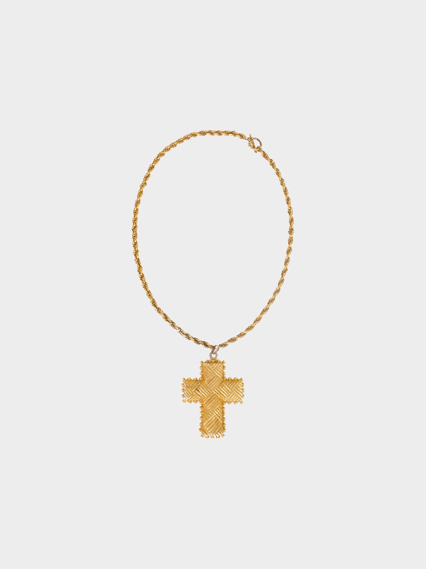 Christian Lacroix 1990s Gold Cross Pendant Chain Necklace