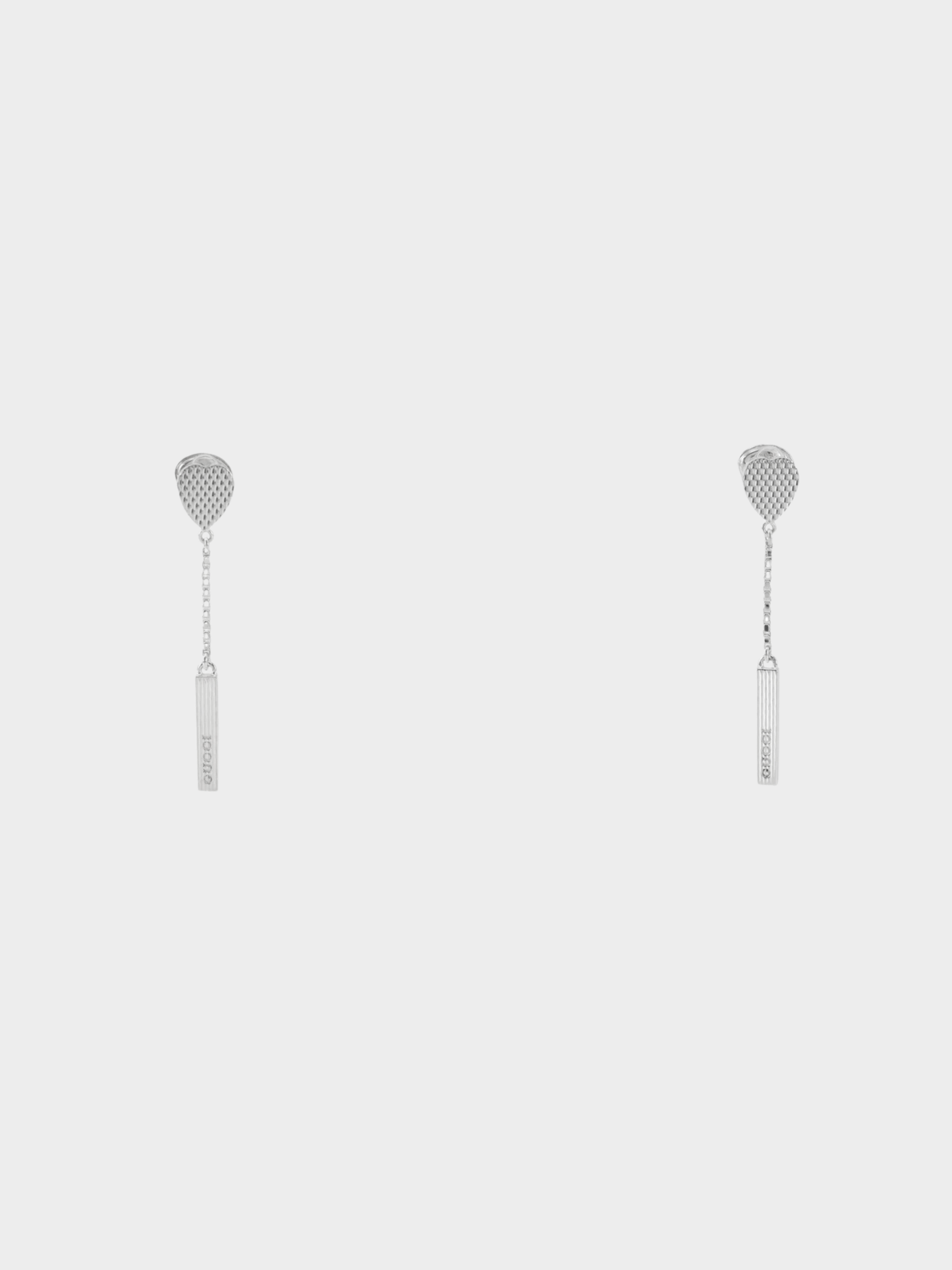 Gucci 2000s Silver 950 Heart Bar Earrings