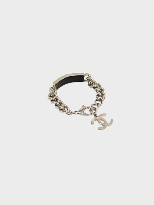 Chanel 2000s Silver Coco Matelasse Bracelet