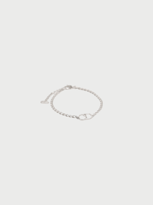 Christian Dior 2000s Silver Plated Metal CD Bracelet
