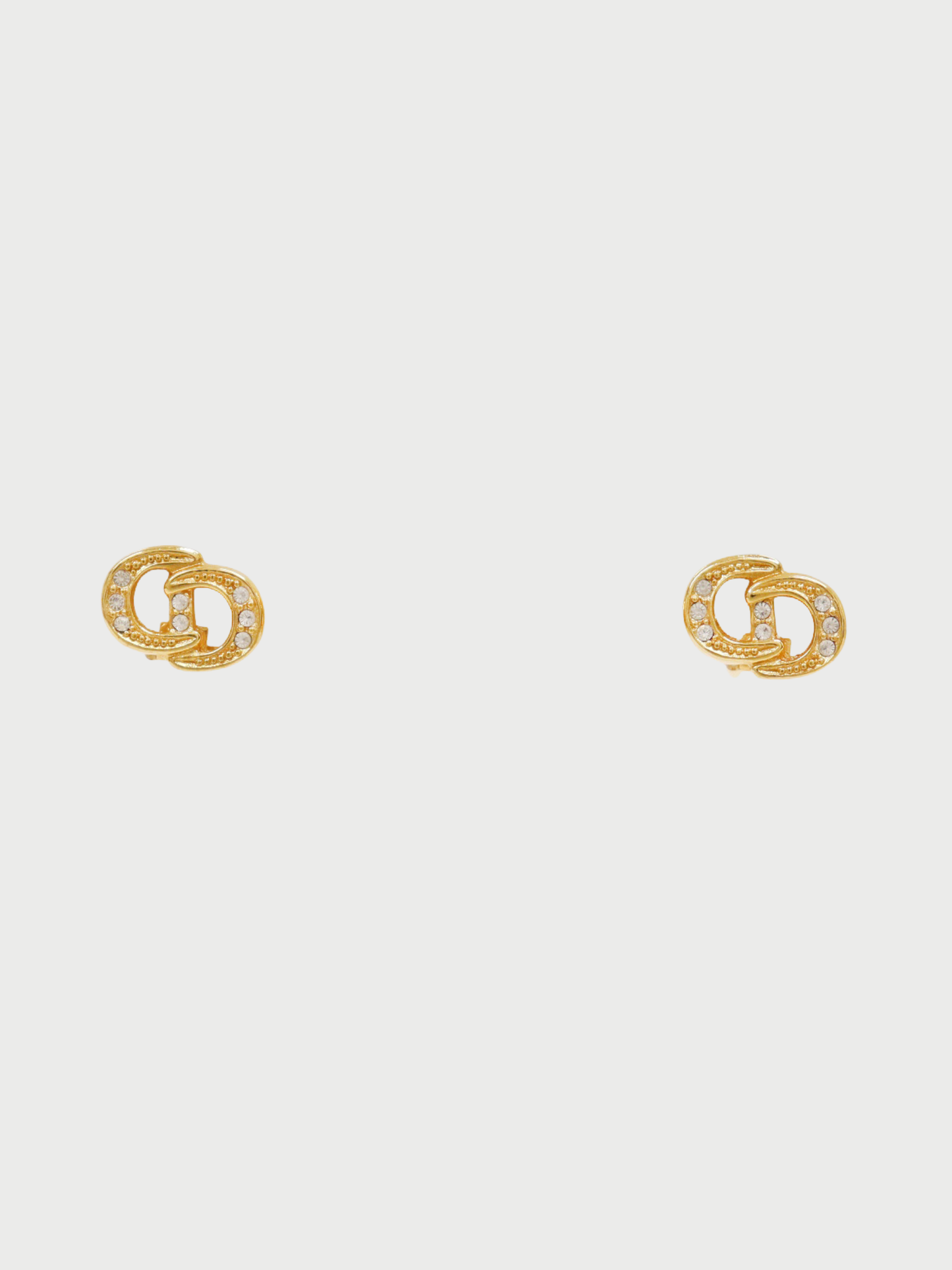 Christian Dior 2020s Gold Plated Metal Rhinestone CD Earrings