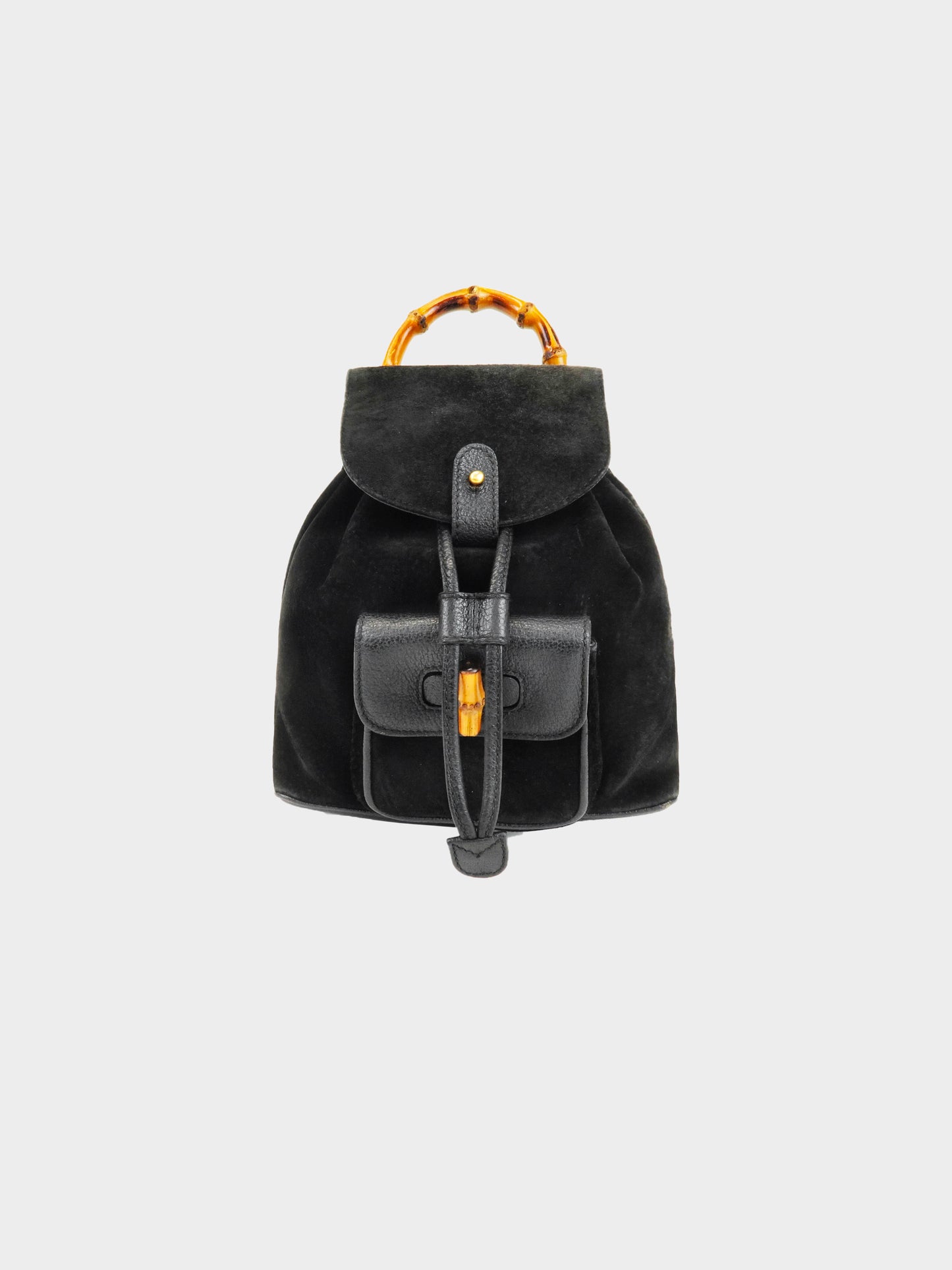 Gucci Bamboo 2000s Black Suede and Leather Backpack